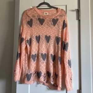 BIBI Heart Distressed Sweater